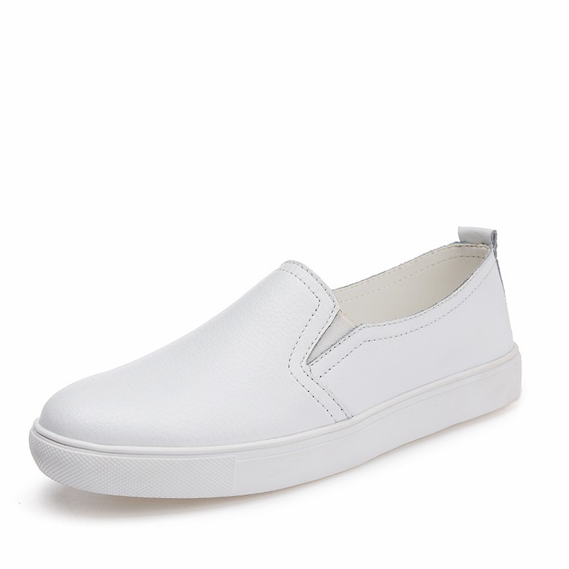 white leather slip on shoes womens