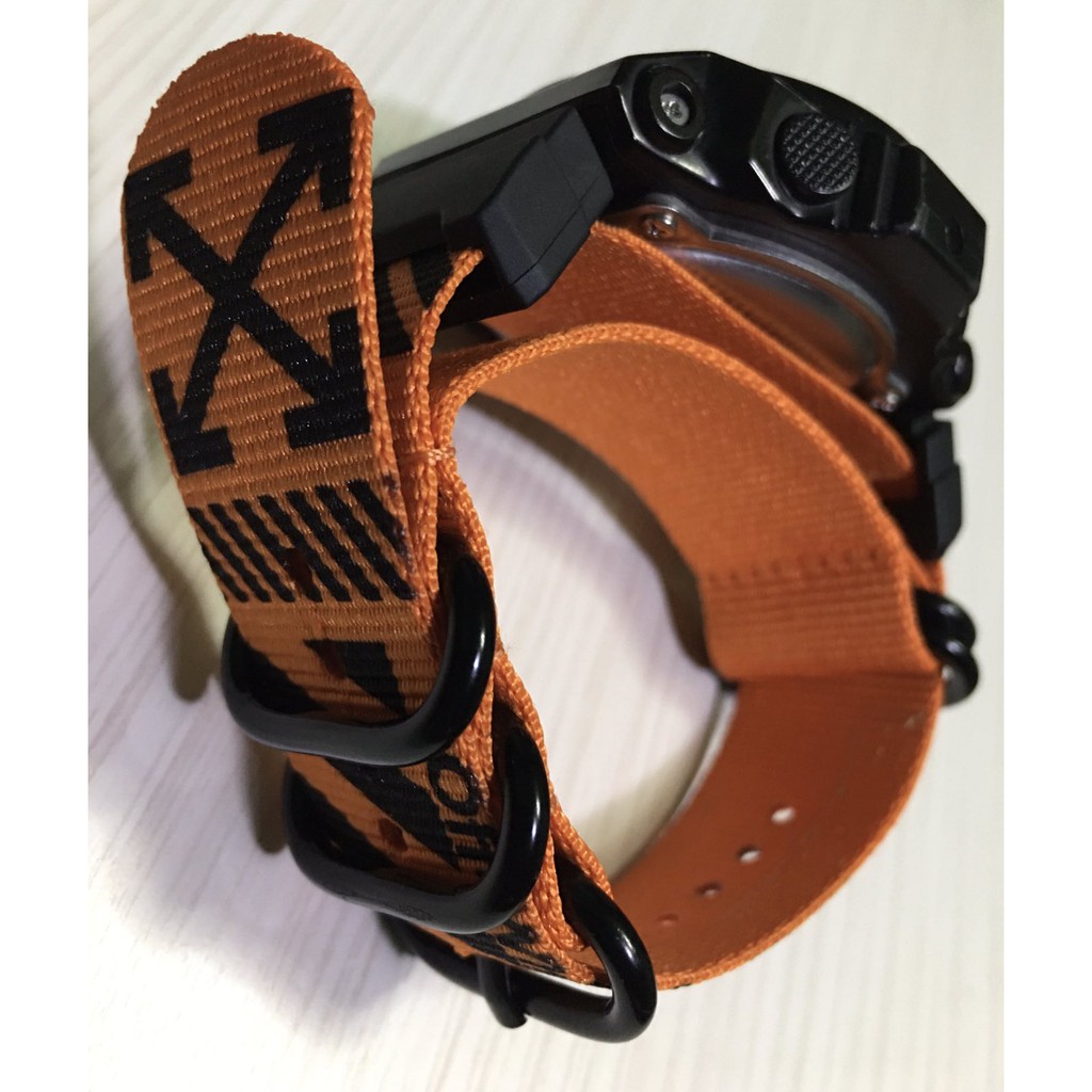 Universal Strap Watch OffWhite Orange NATO Zulu Strap with GShock Adapters FREE SHIPPING