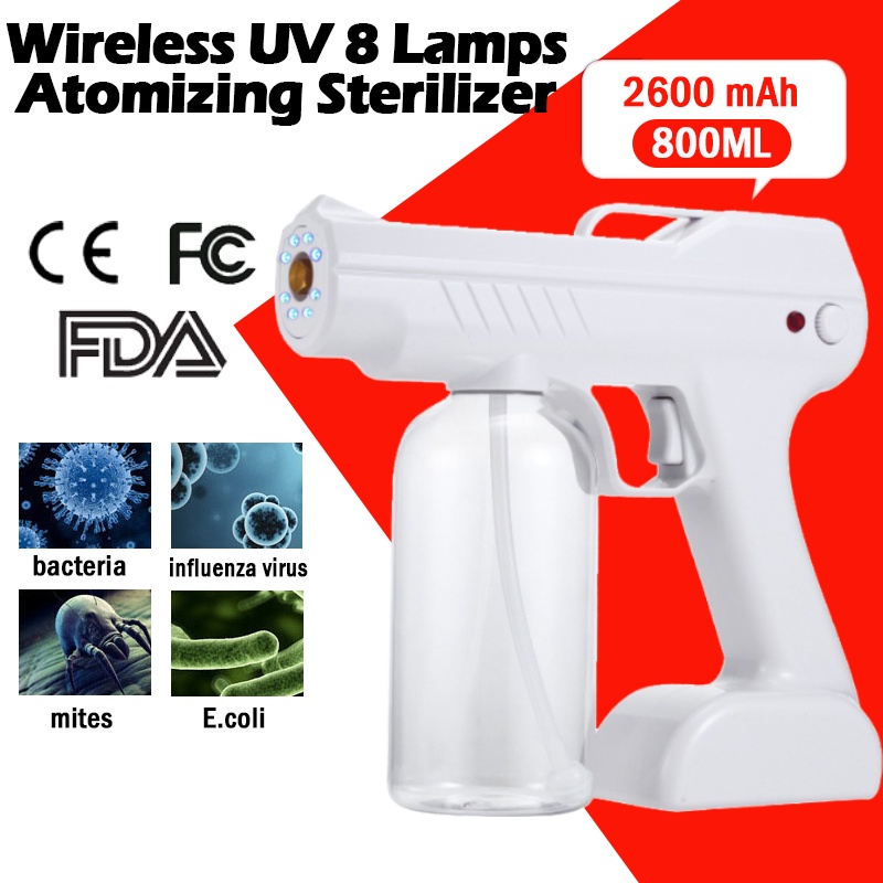Original Nano Spray Gun Disinfectant Spray Gun Machine Alcohol Mist Wireless Uv Blue Steam