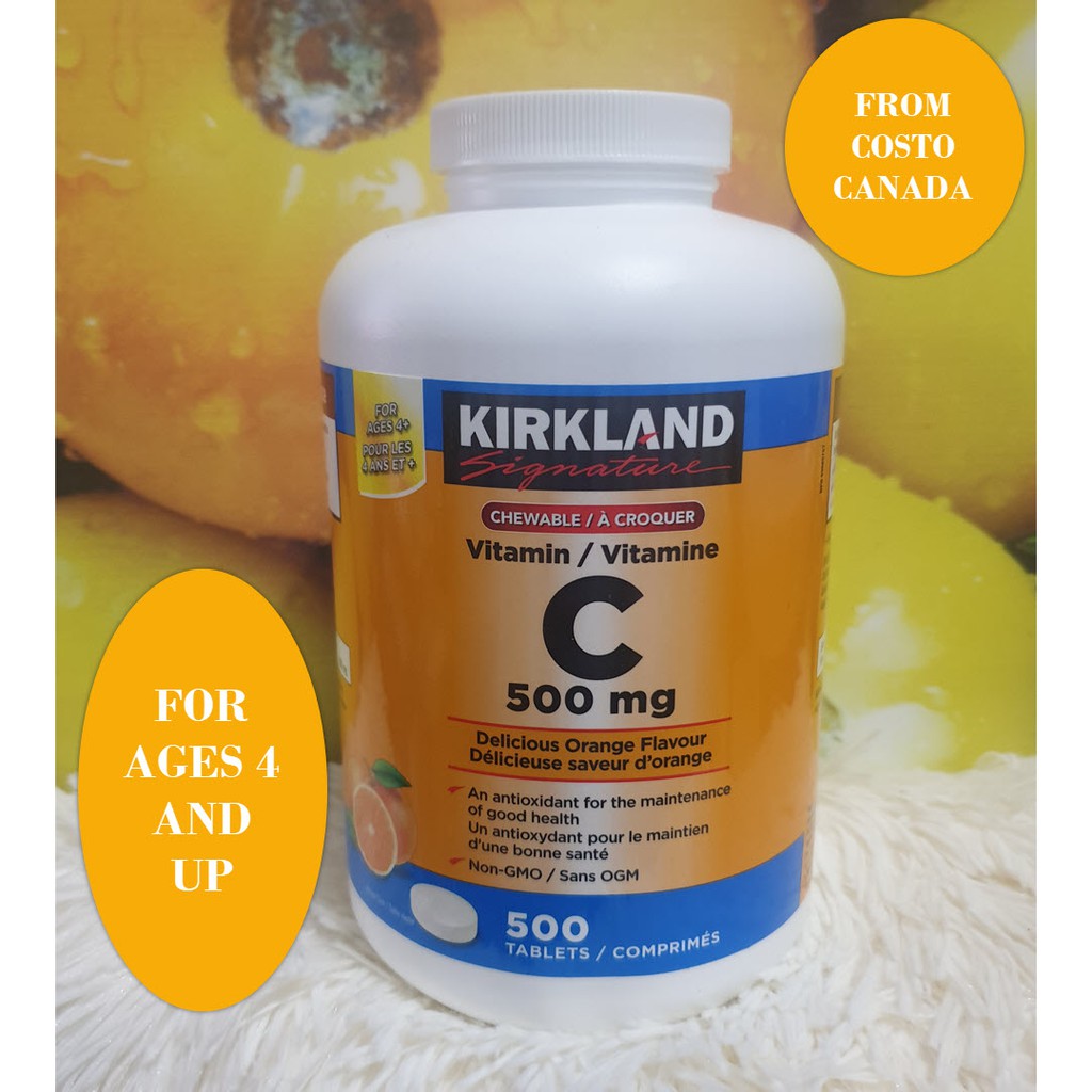 KIRKLAND VITAMIN C 500mg GOOD FOR KIDS 4 AND UP CHEWABLE FROM COSTCO