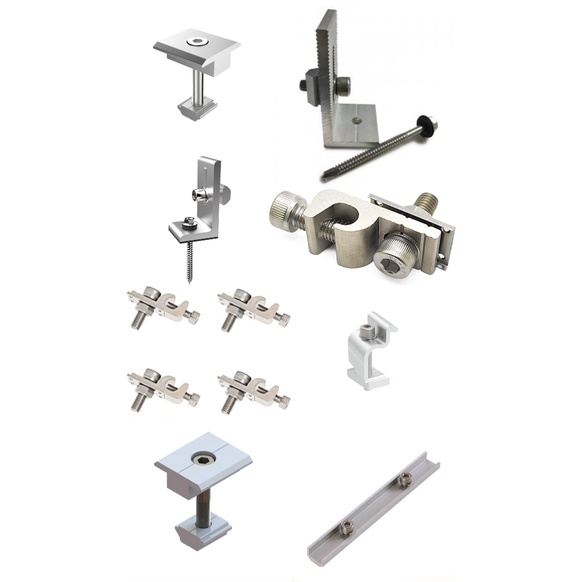 Rails & Kits for mounting Solar Panels (L-Foot, Mid Clamp, Grounding ...