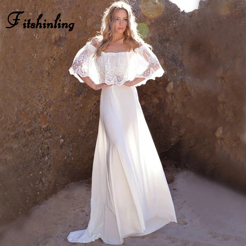 off shoulder full length dress