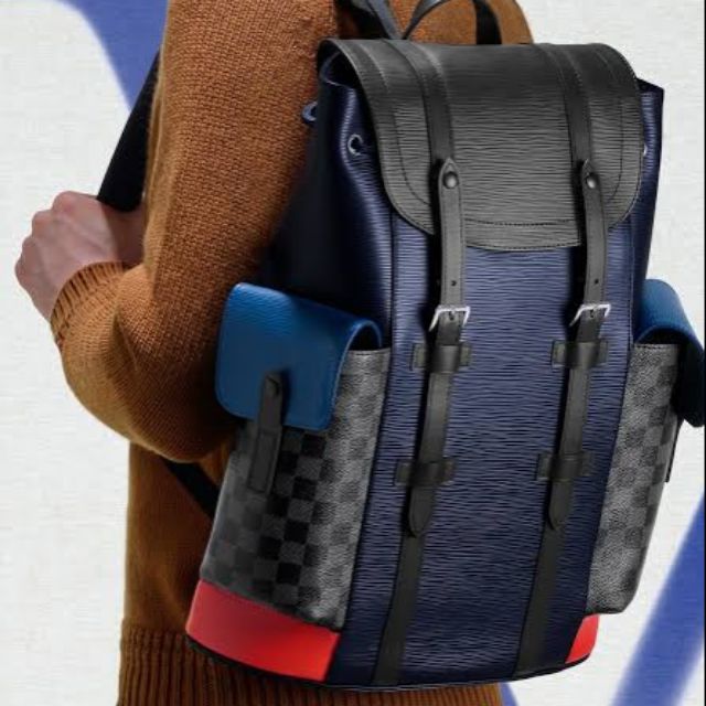 LOUIS VUITTON Christopher Epi Backpack Dark Blue | Shopee Philippines
