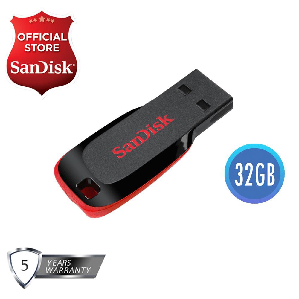 SanDisk Cruzer Blade CZ50 32GB USB 2.0 Flash Drive (Black) Shopee