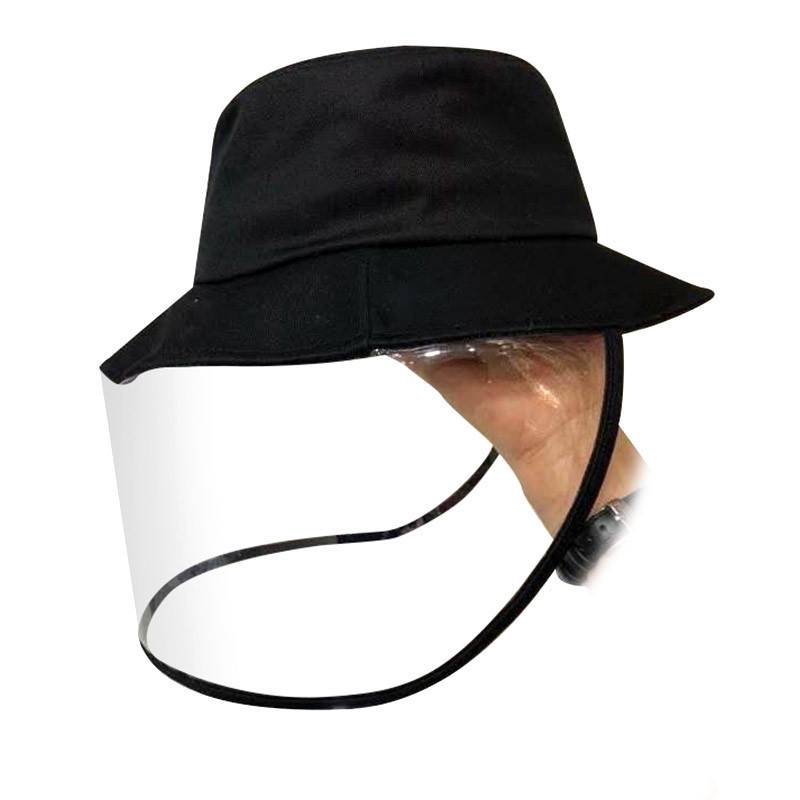 Adults Protective Fisherman Hat with Transparent Face Guard Cover Face Shield Large Brim Anti UV Sun Protection Cap Black