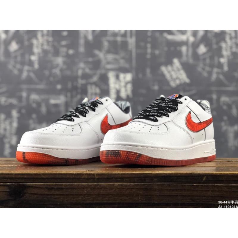 white and red nike air force