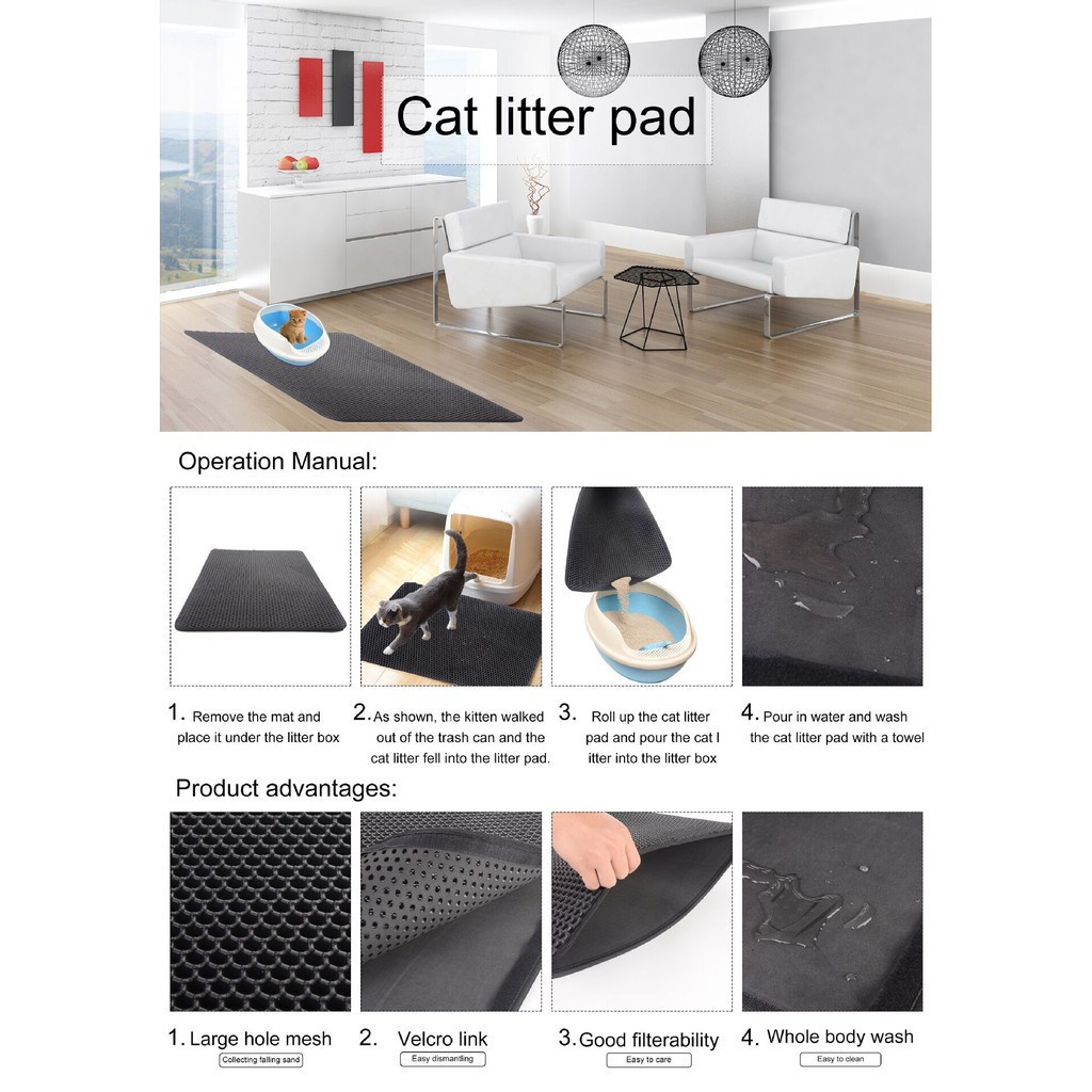 【Philippine cod】 Cat Litter Mat EVA Double Layer pet cat litter pad Bottom Non-slip Litter Box Ma #8