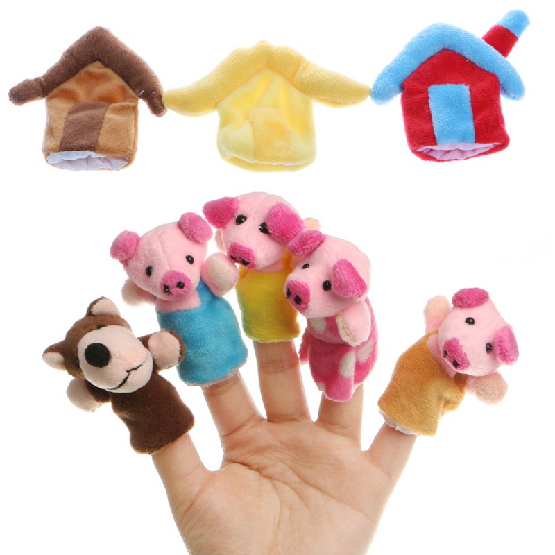 Finger Puppets Educational Hand Toy Kids Story Three Little Pigs Finger 、Pop 