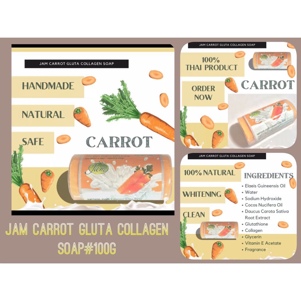 Jam Carrots Gluta Collagen Soap 100g ( J115 ) Shopee Philippines