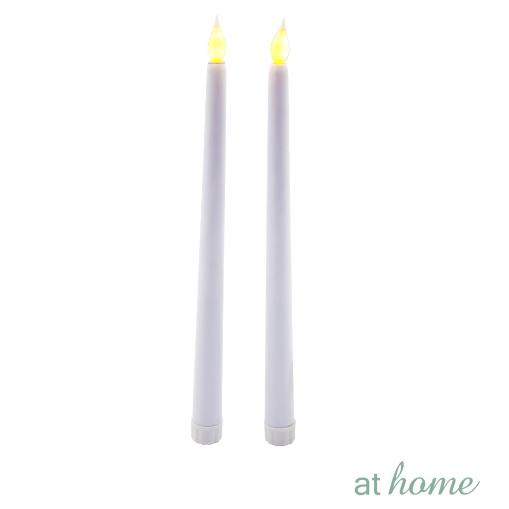 At Home Set of 2 Flickering Flameless LED Taper Stick Candles for