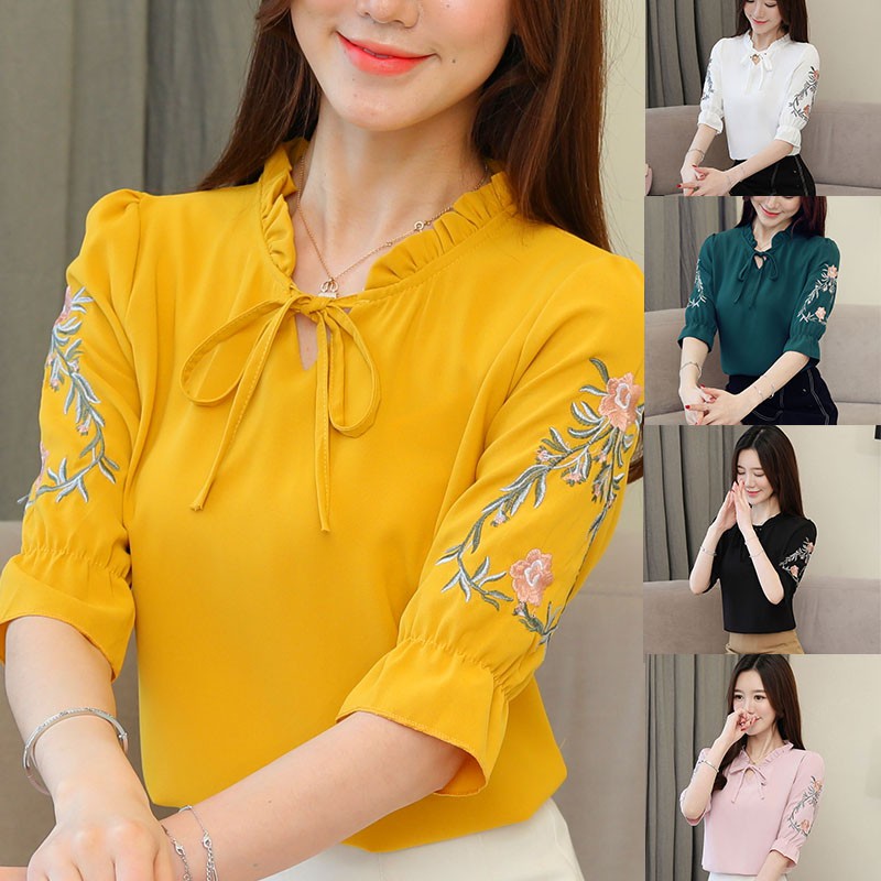 short sleeve chiffon tops