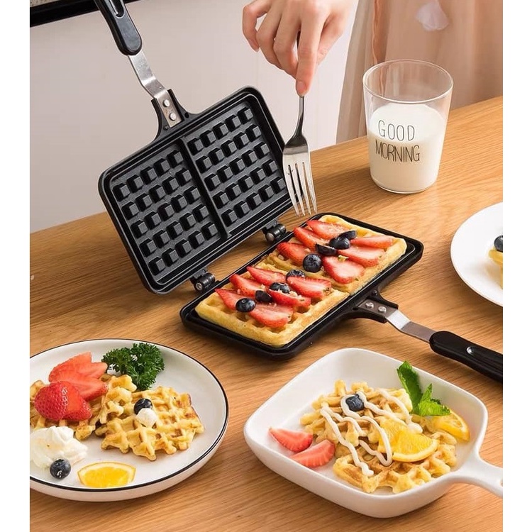 HOME BUDDIES Rectangle Nonstick Waffler Double Belgian Waffle Maker