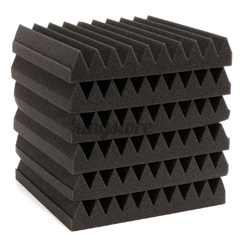 6 Pack Soundproofing Acoustic Wedge Foam Tiles Wall Panels 12