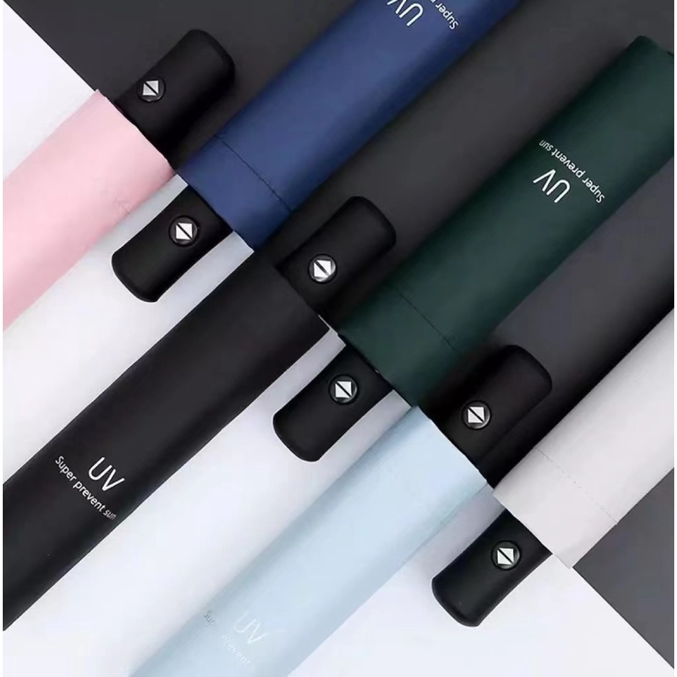 3 Folds Automatic Umbrella Black Coated UV Protection Umbrella Folding