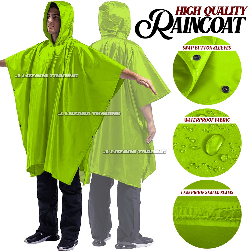 (NEON GREEN) PONCHO KAPOTE MOTORCYCLE RIDER RAINCOAT WITH BAG Kapote