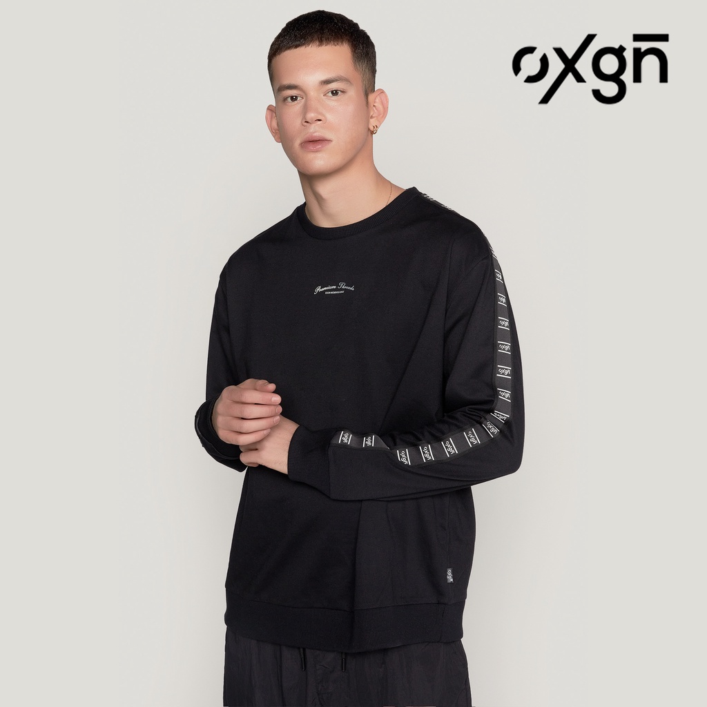 OXGN Premium Threads Pullover With Sleeve Taping For Men (Black ...