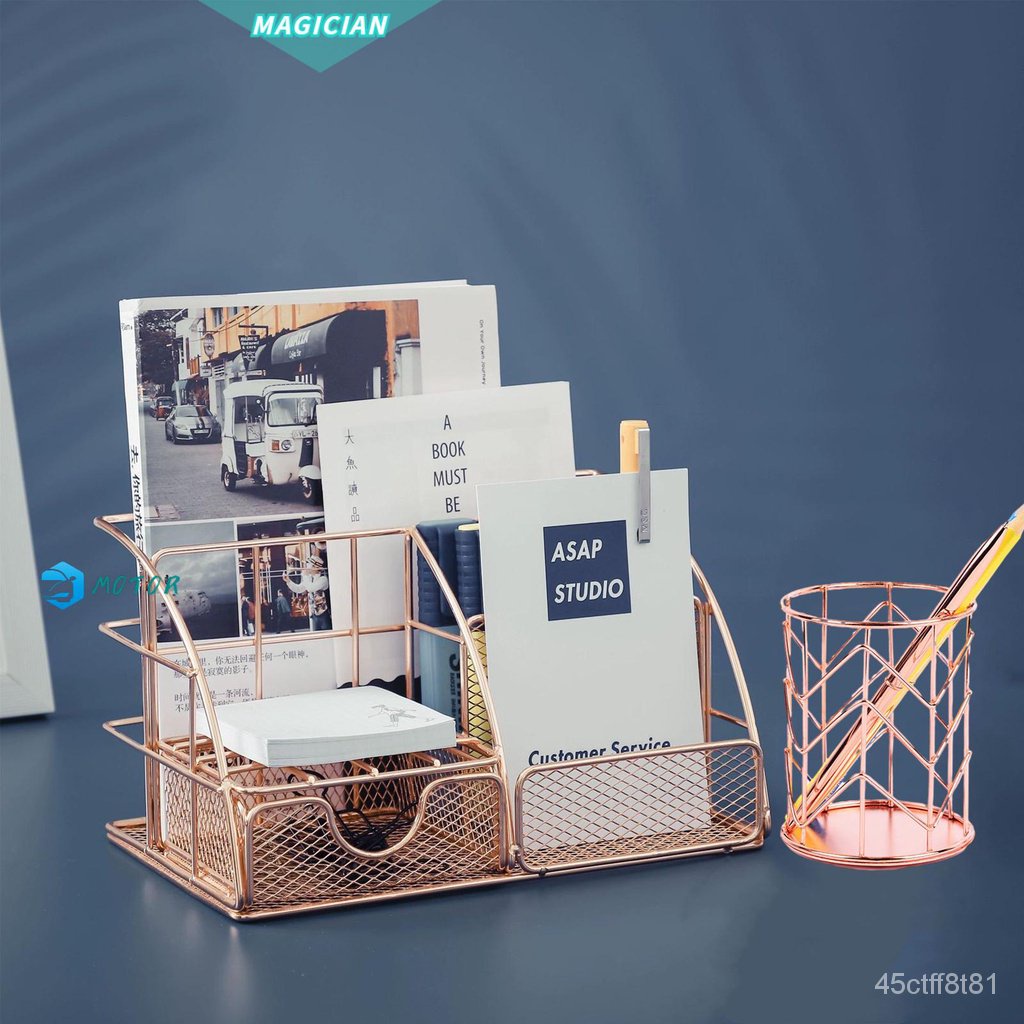 MAGIC Office Pen Holder Pen and Paper Holder Rose Gold Desk Organizer