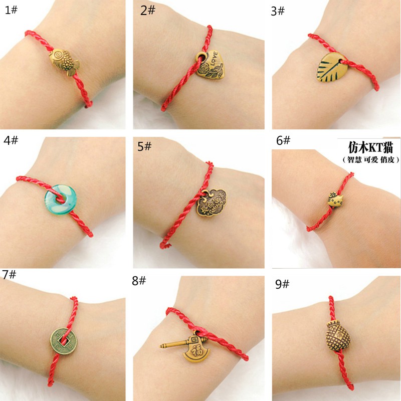 4 Pcs Feng Shui Lucky Red String Bracelet For Good Fortune | Shopee ...