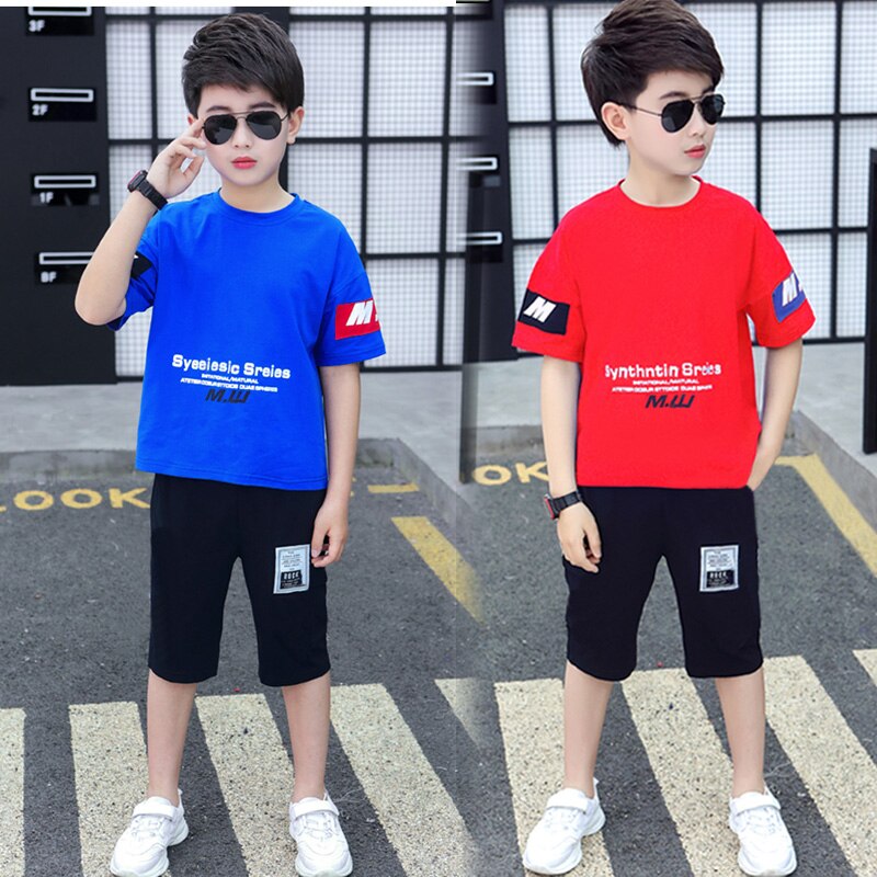 Children Boys Clothes Set 5-11 Years Letter Print T-Shirt + Shorts Fashion  Summer Sports Clothes | Shopee Philippines