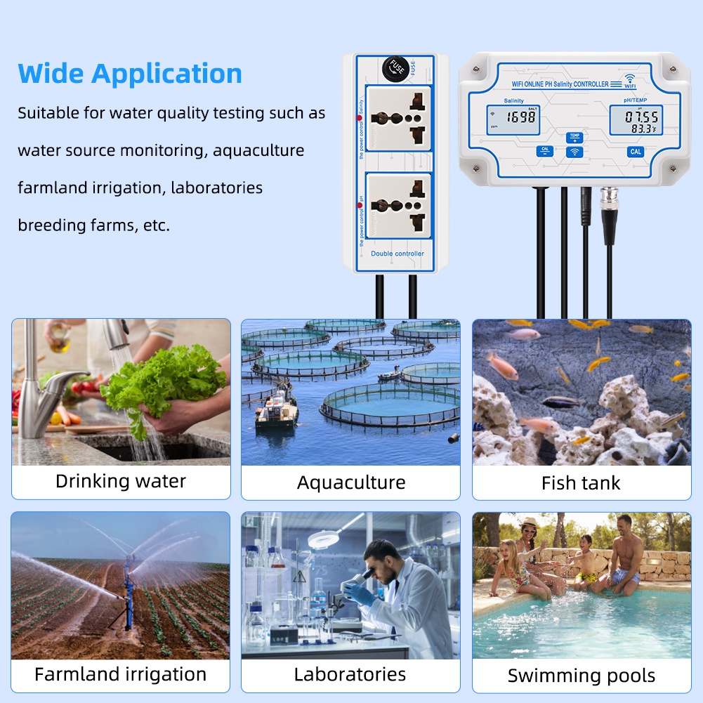 YAGO PH Salinity Meter WIFI Online Controller Seawater SaltWater Tester ...