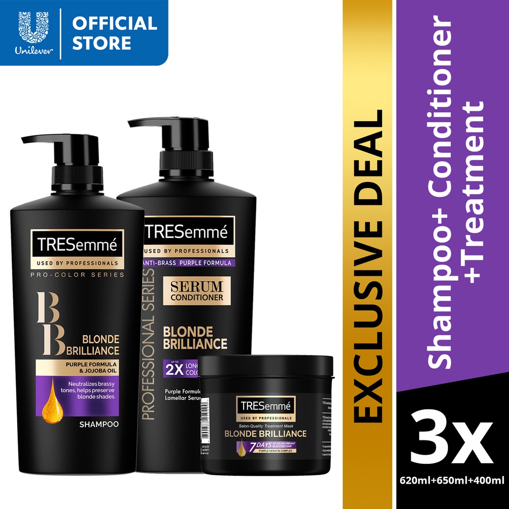 Tresemme Blonde Brilliance Shampoo 620ml Serum Conditioner 650ml Treatment 400ml Shopee 7130