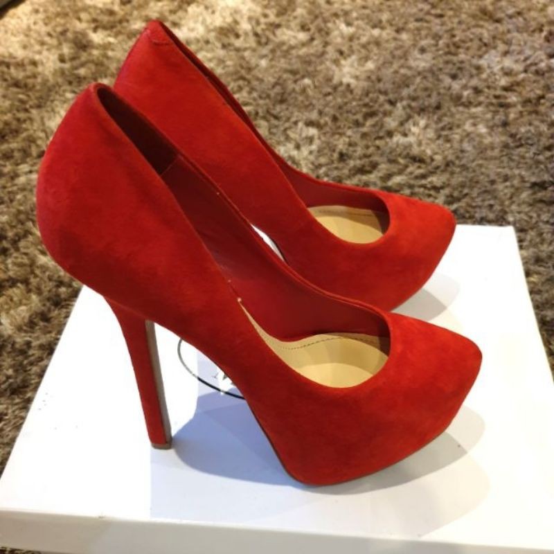 steve madden red suede pumps