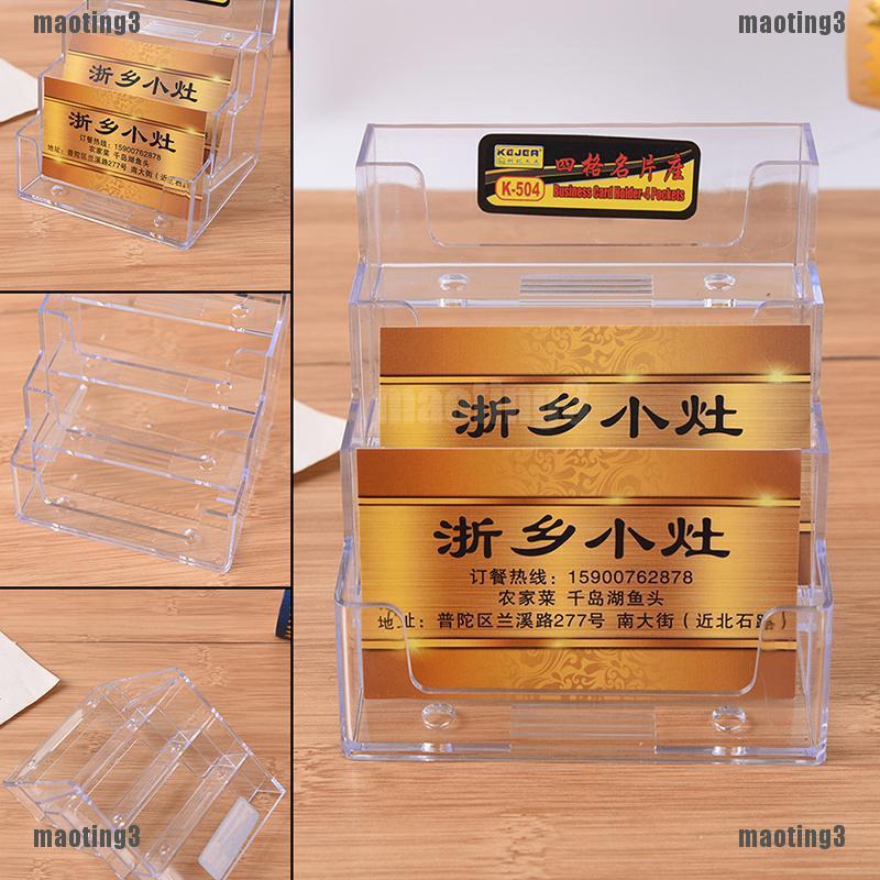 Mt3 4 Pocket Desktop Clear Acrylic Business Card Holder Countertop