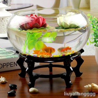 Hot س Transparent Glass Round Large Goldfish Tank Turtle Small Medium Desktop Creative Fish Aquarium Hydroponic Vase [Pre-Sale