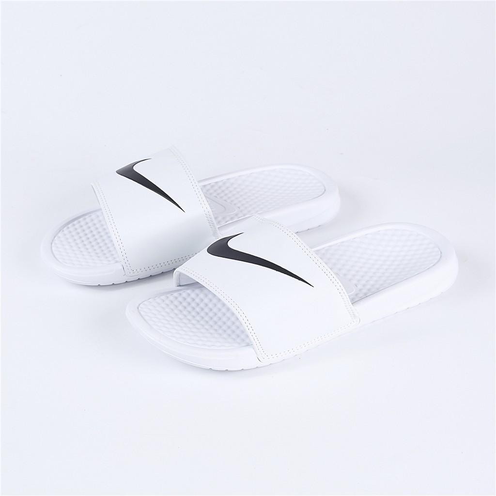 nike benassi slides white and silver