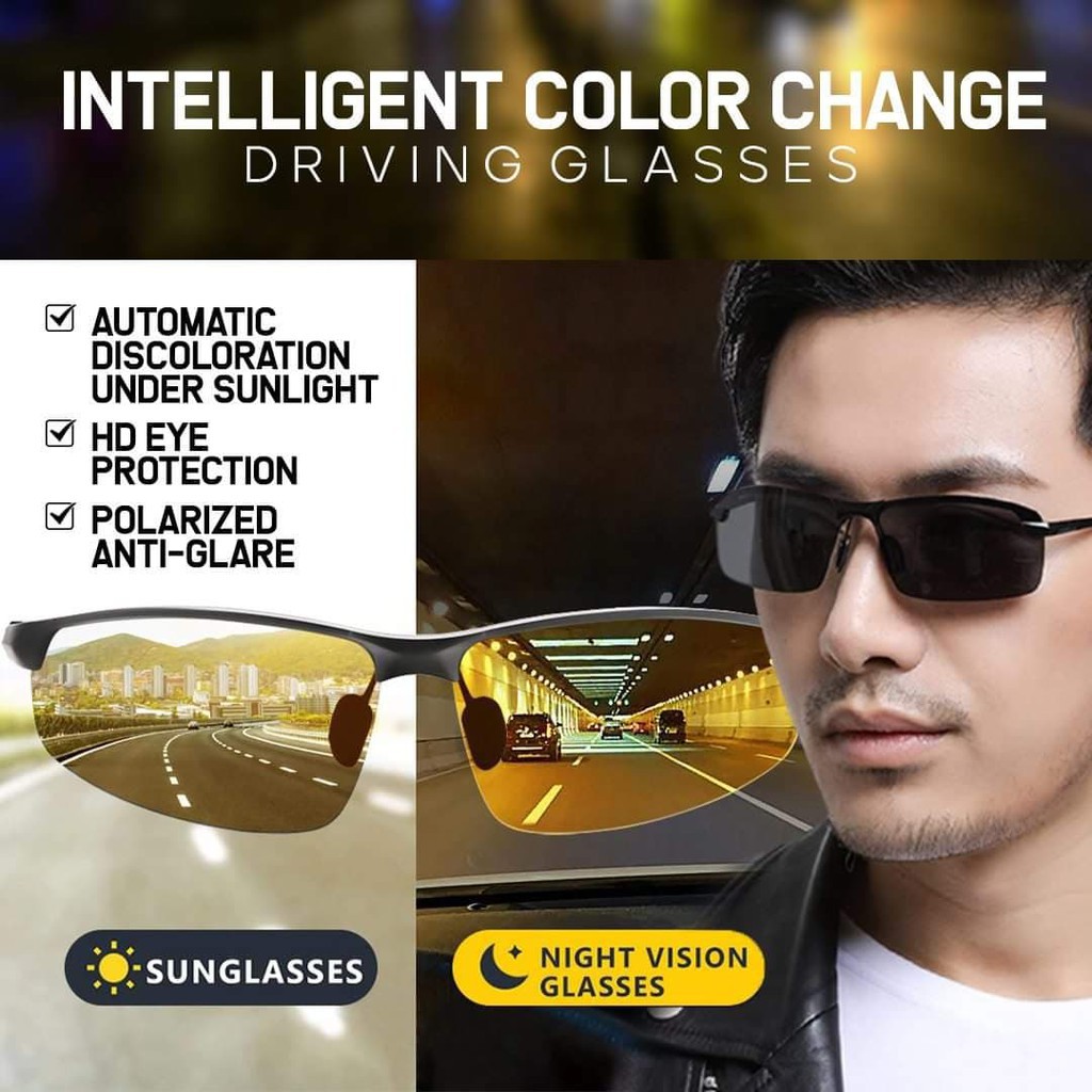 Photochromic Night Vision Driving Glasses Color Changing Sunglasses ...