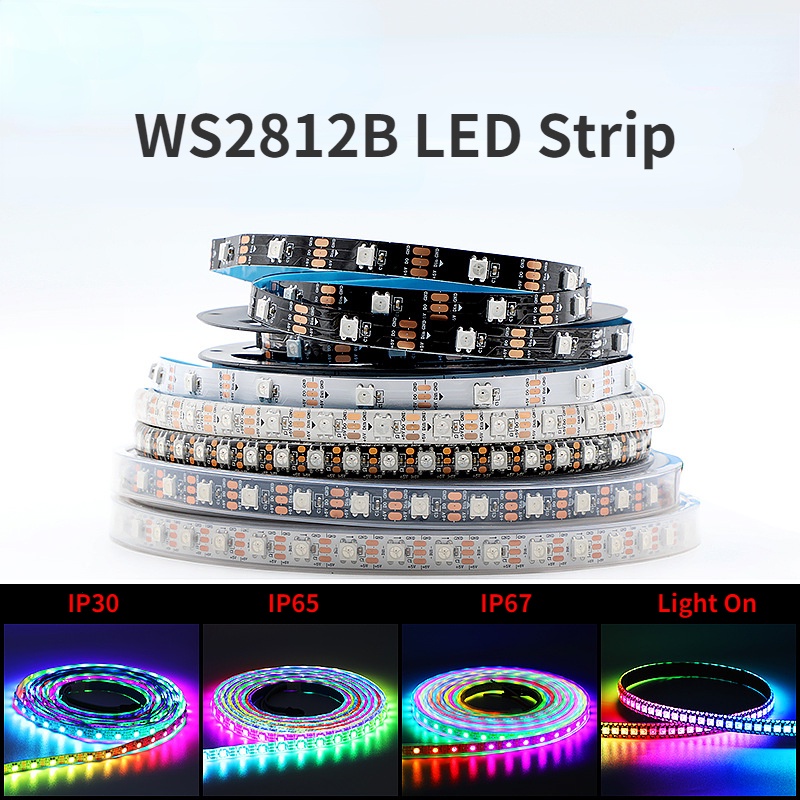 1m5metersroll Dc5v Ws2812b Led Strip 30607496144 Ledsm Ws2812 Blackwhite Pcb Ip306567 