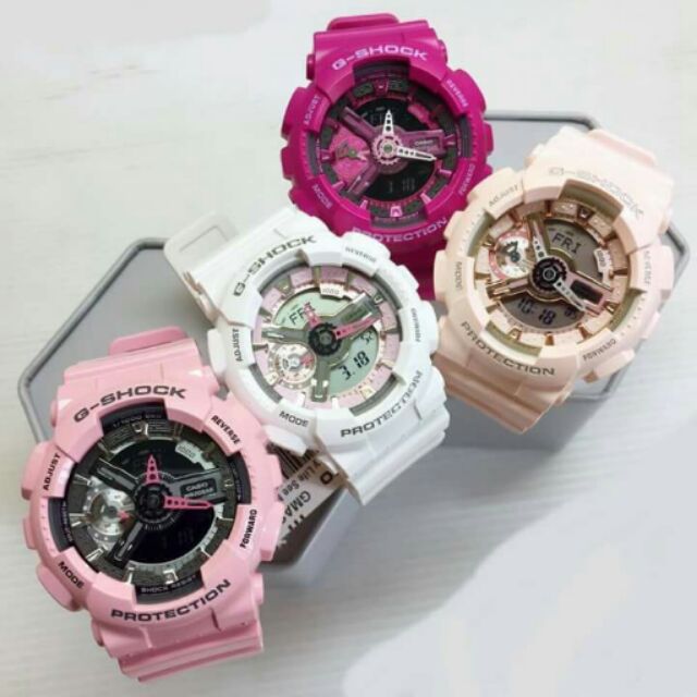 white and pink g shock