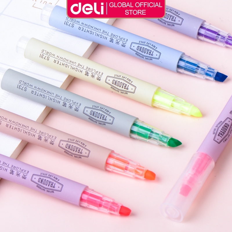 Deli S731 6 Color Highlighter Pen Chisel TipDeli School Supplies ...