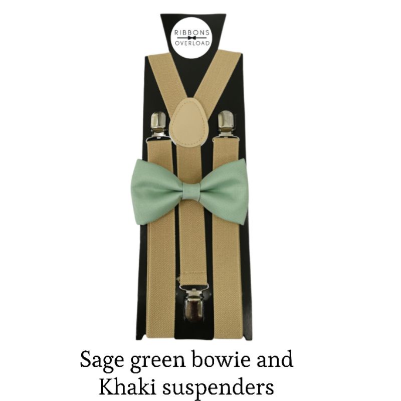 Sage green bowtie and Khaki suspenders Shopee Philippines
