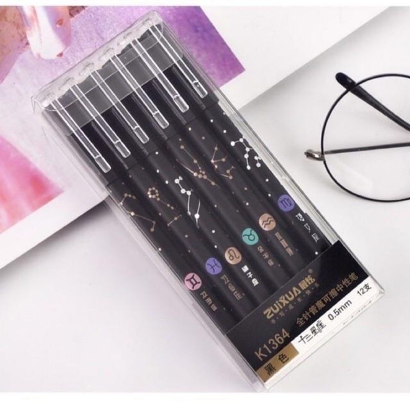 Dmw K1364 12pcs/box black ink erasable gel pen Shopee Philippines