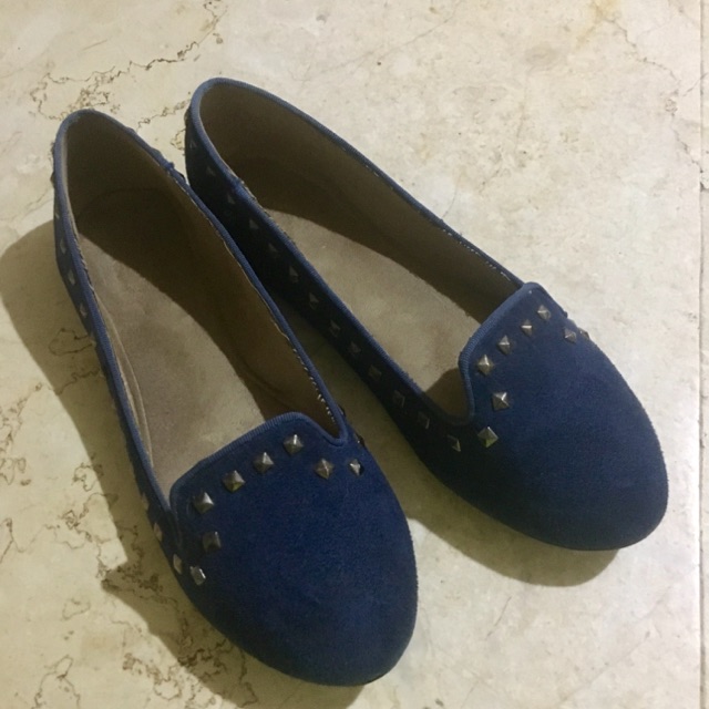 Primadonna Navy Blue Suede Flats Shopee Philippines