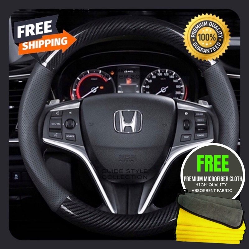Honda Carbon Fiber Steering Wheel Cover For City Civic Jazz Brio