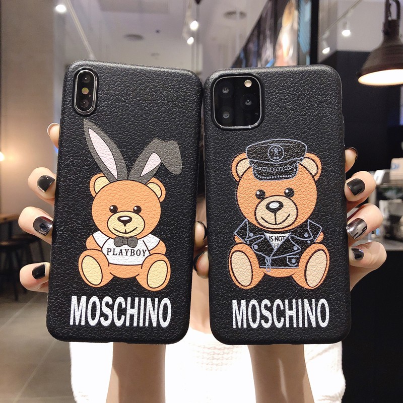 Cartoon Moschino Cute Bear Iphone 6 6s 7 8 Plus X Xs Xr 11 Pro Xs Max Soft Cover Silicone Case Shopee Philippines