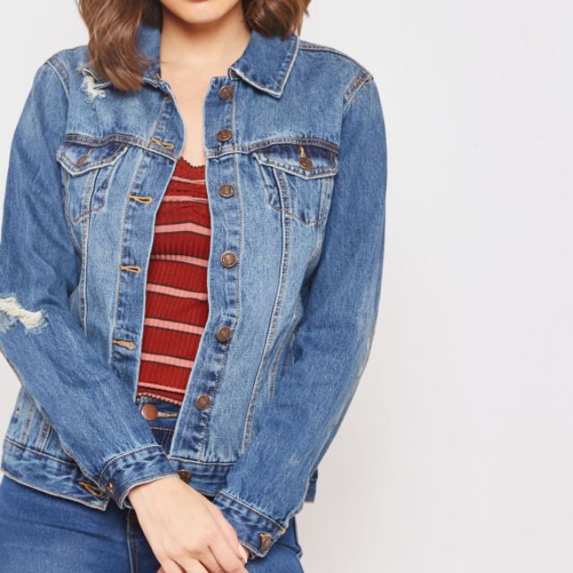 distressed denim jacket forever 21
