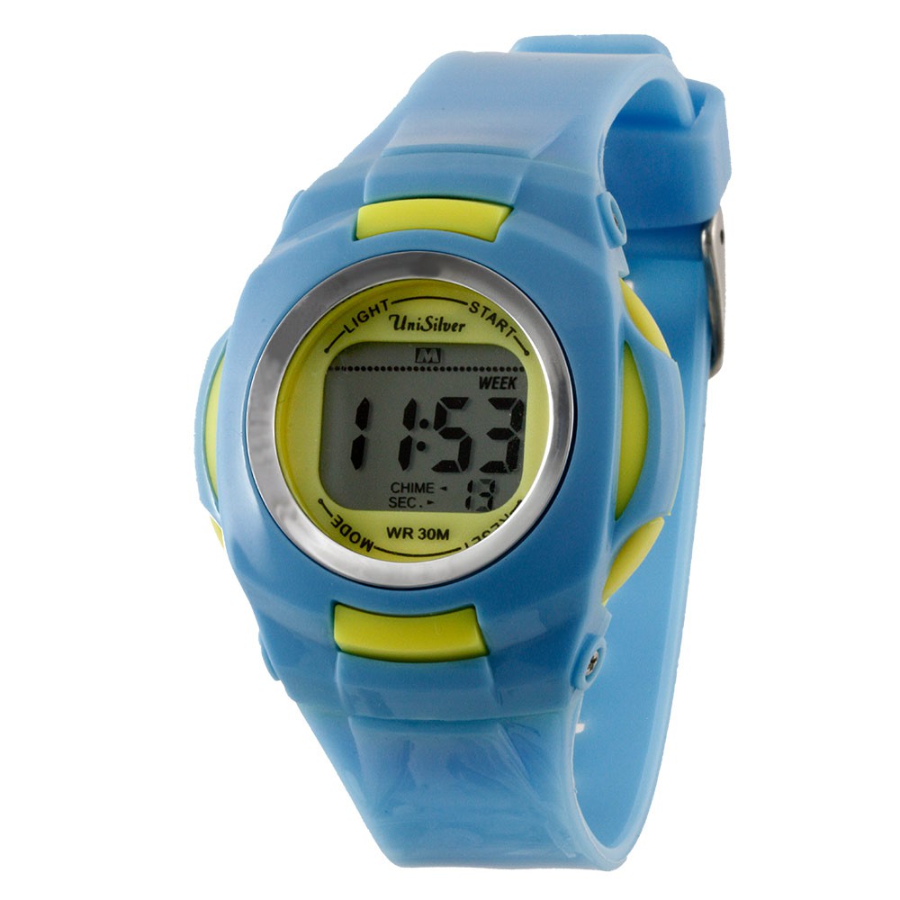 UniSilver TIME Champster Kid's Light Blue / Yellow Digital Rubber Watch ...