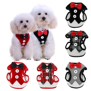Dog Cat Breathable Vest Harness with Leash Bowknot Suit Small Dog Clothes Pet Supplies
 -cios