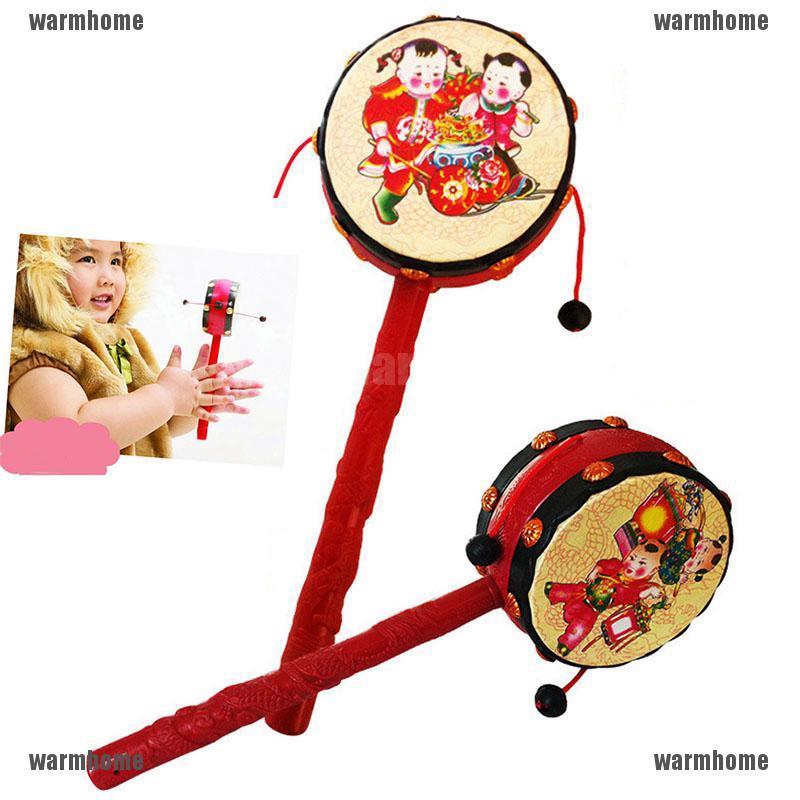 WHPH Red Black Plastic Chinese Traditional Rattle Drum Spin Toy for Shopee Philippines
