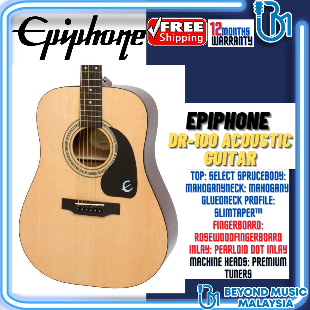 Epiphone DR100 Dreadnought Acoustic Guitar Natural Shopee Philippines