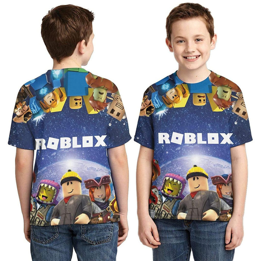 Kids Roblox T Shirt Cosplay Short Sleeve Tops Apparel Tee Croptop Chopper Shirt Game Halloween Dynablocks Birthday Gift Shopee Philippines - light blue crop top roblox