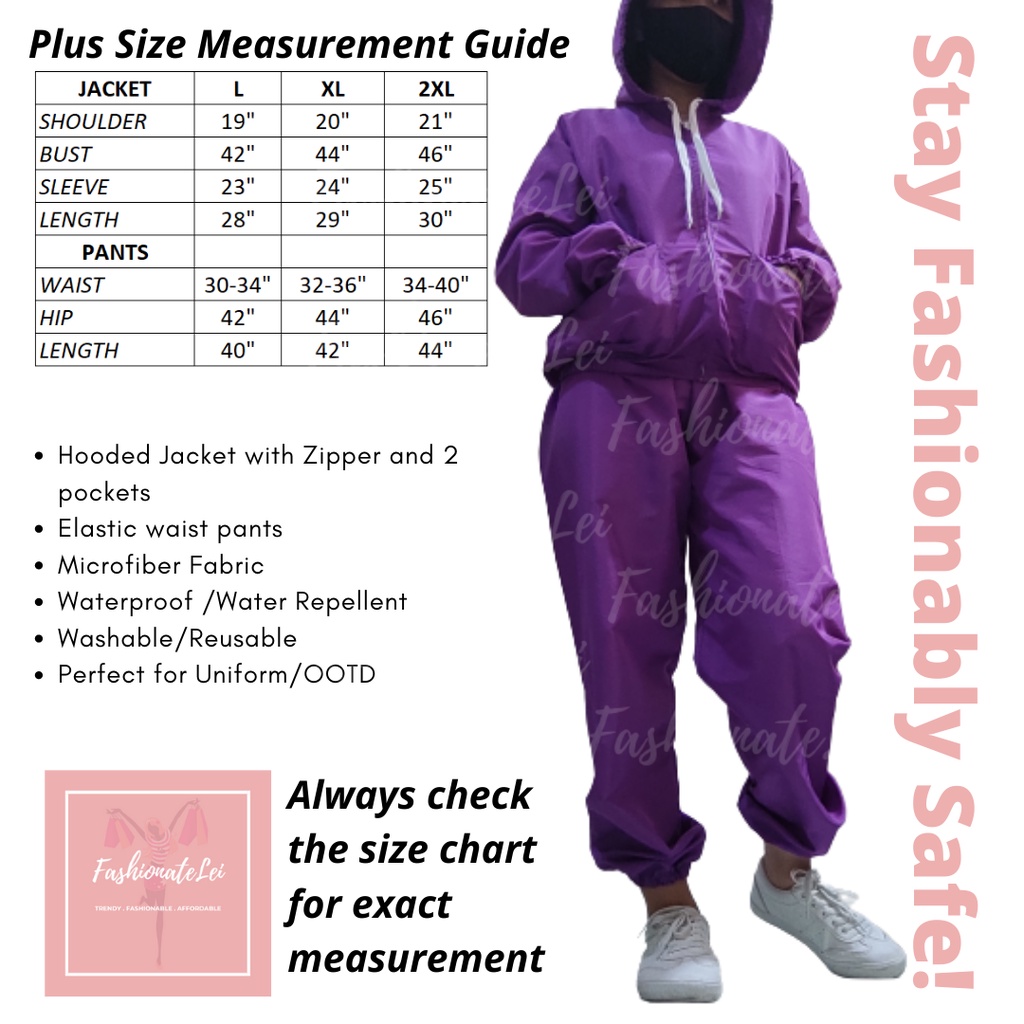 PPE Jacket and Pants Terno with Hood and Zipper Fits Plus Size | Shopee ...