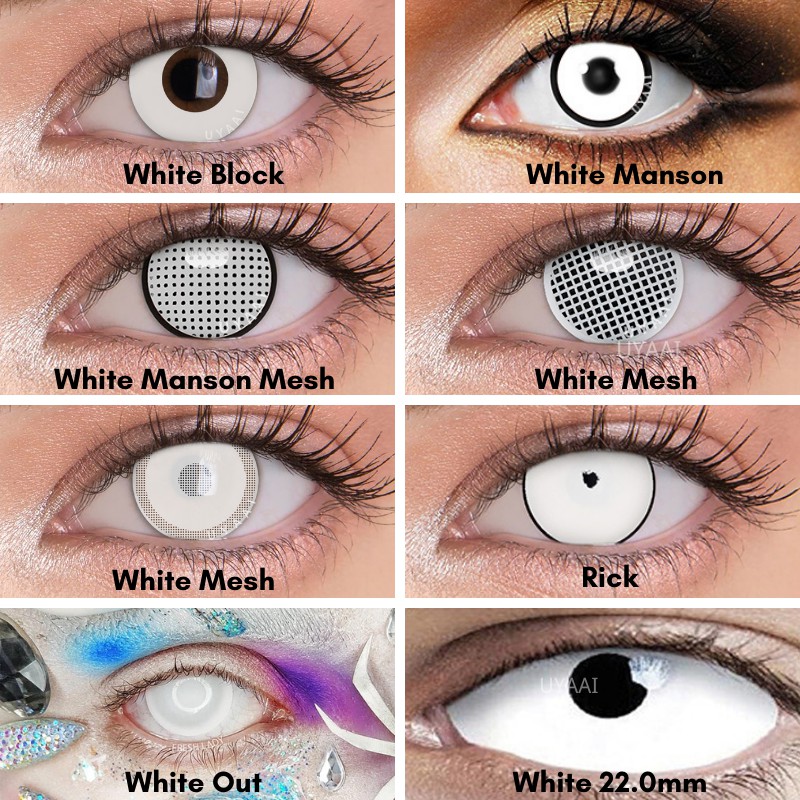 UYAAI 2pcs/Pair white eye Series Colored Contact Lenses Cosplay lens  Cosmetics For Eyes Contact Red White Lenses Anime Cosplay white eye |  Shopee Philippines