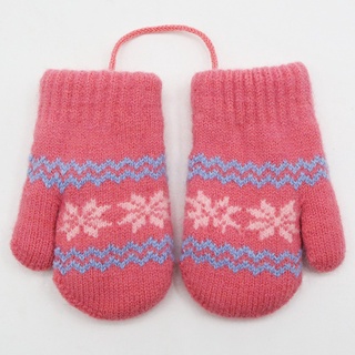 Children's Winter Gloves Small Snowflakes Alpaca Woolthick Warm Wool Newborn Knitted Gloves #8