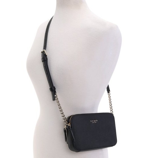 Kate Spade Cameron Double Zip Small Crossbody Leather Chain Bag-BLACK |  Shopee Philippines