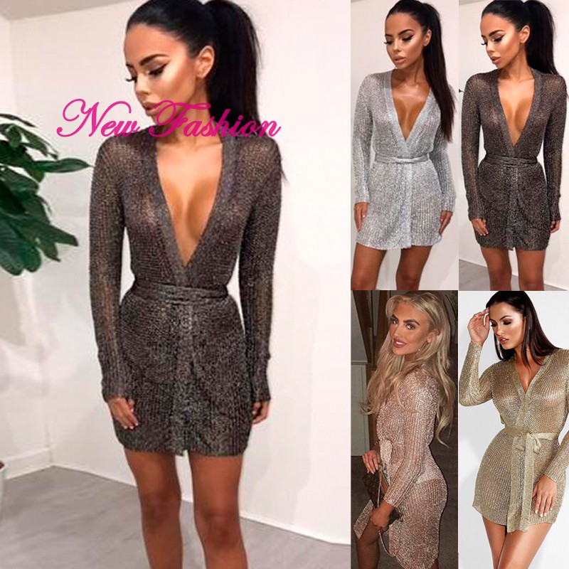 metallic cardigan dress