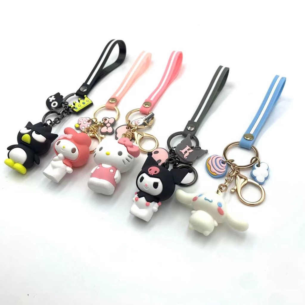 Anime Peripheral Keychain PVC Kawaii Cinnamon Dog Kuromi Melody Cute ...